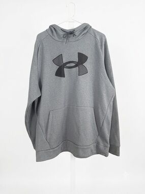 Under Armour Men’s Heather Gray Pullover Hoodie with Black Logo
